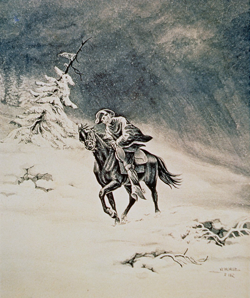 Pony Express Rider Sierra Nevadan vuoristossa tekijältä W.H. Hilton