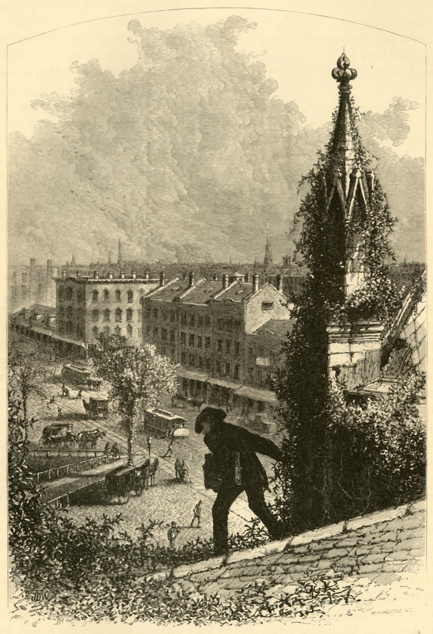 "Main Street, Buffalo, St. Paulin kirkosta", 1872. tekijältä W.H. Morse