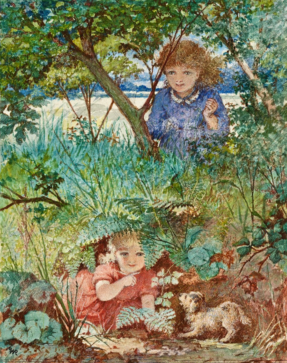 Piilosta, n. 1880 (wc paperilla) tekijältä W.P. Rhodes
