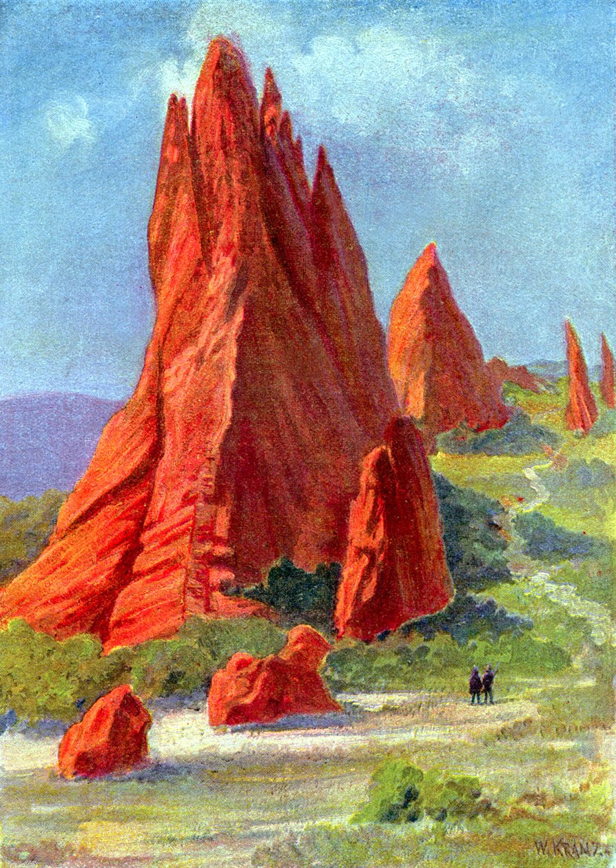 The Garden of the Gods in Colorado, noin 1880 (kaiverrus) tekijältä W. (after) Kranz