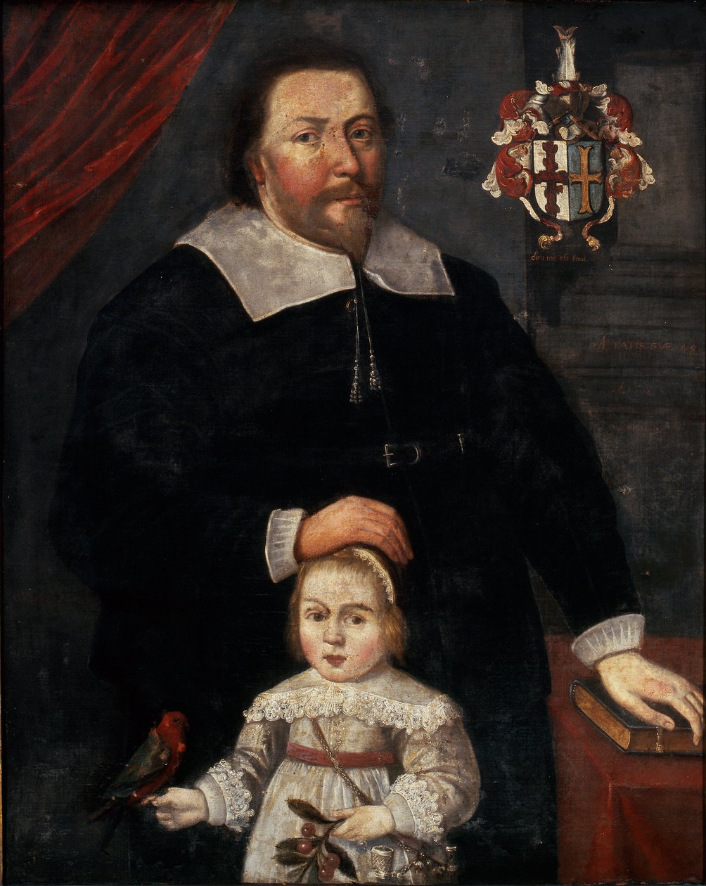 Sir Edward Lawrence poikansa ja papukaijan kanssa tekijältä W. (attr. to) Flesshier