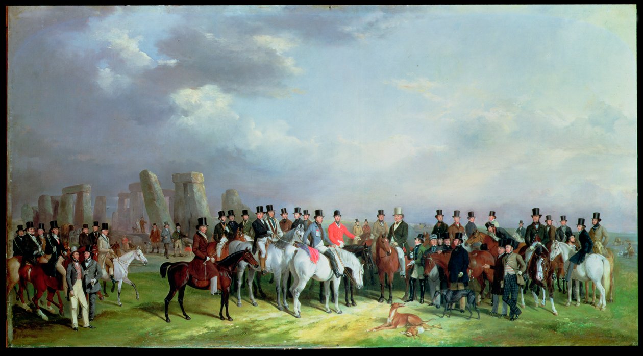 Wiltshire Great Coursing -kokous pidettiin Amesburyssa 16., 17., 18., 19. ja 20. maaliskuuta 1847, Stonehenge Beyondin kanssa, 1847 tekijältä W. Barraud