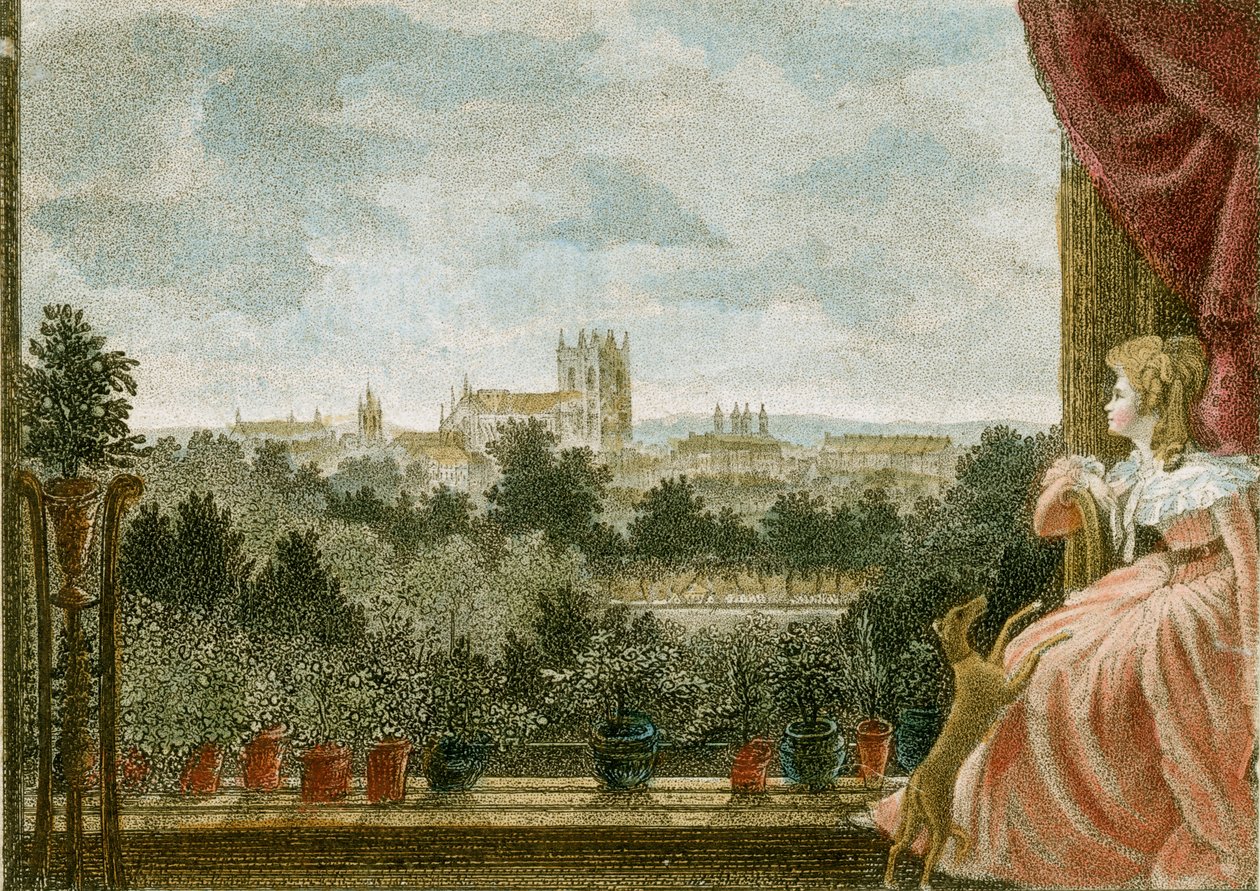 Näkymä Mrs Coswayn aamiaishuoneesta Schomberg Housessa, 80-82 Pall Mall, Lontoo, 1789 tekijältä W Birch