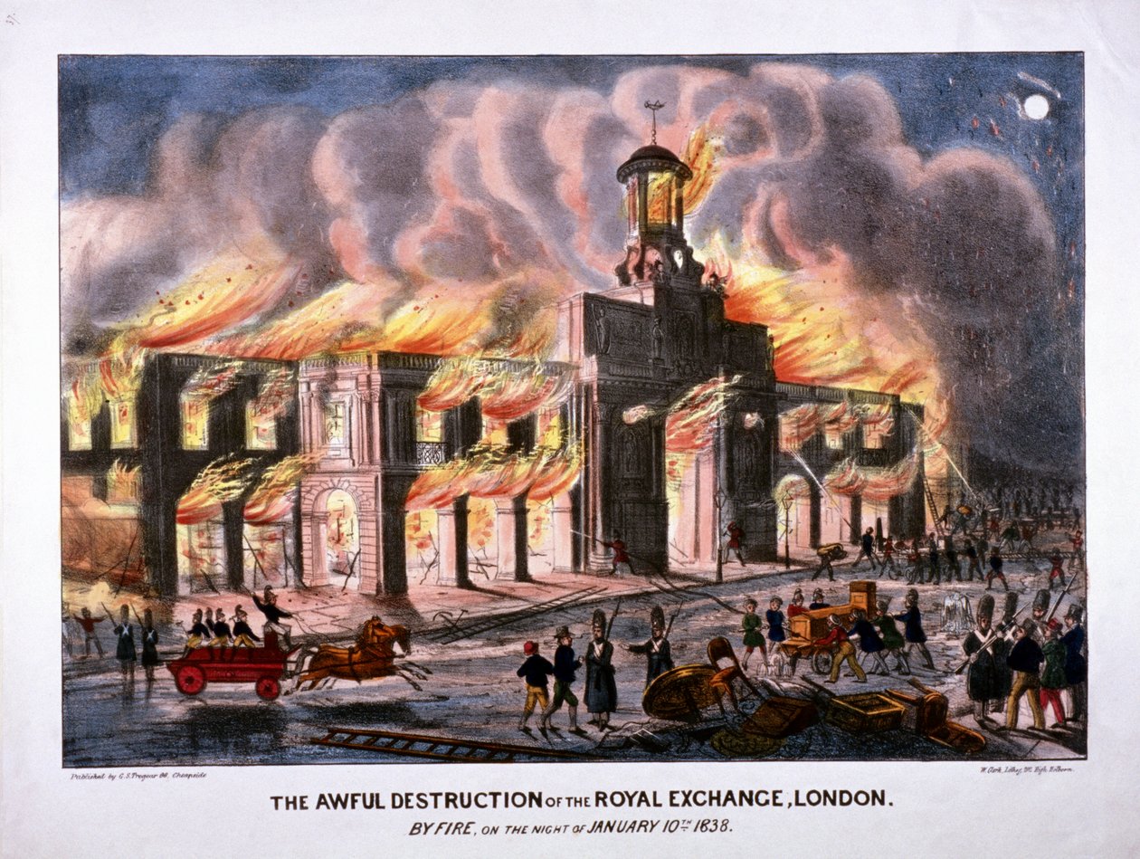 Royal Exchangen 2. tulipalo, Lontoo, 1838 tekijältä W Clerk