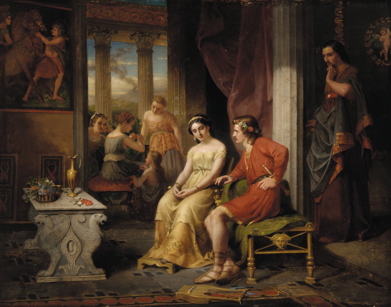 Pompejin viimeiset päivät: Glaucus ja Ione (öljy kankaalle) tekijältä W. Colby