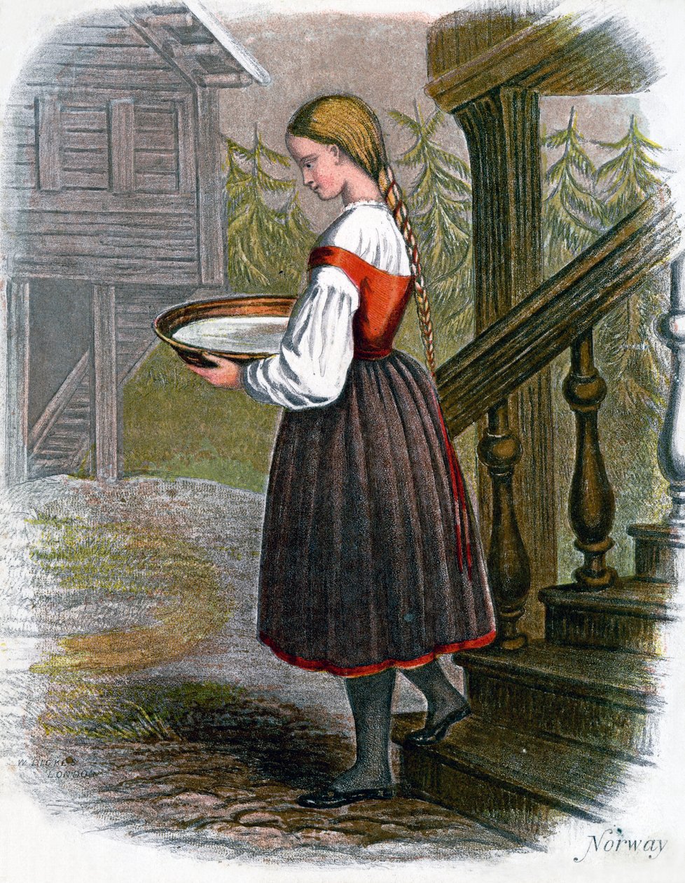 Norjalainen maatilatyttö, 1809. tekijältä W. Dickes