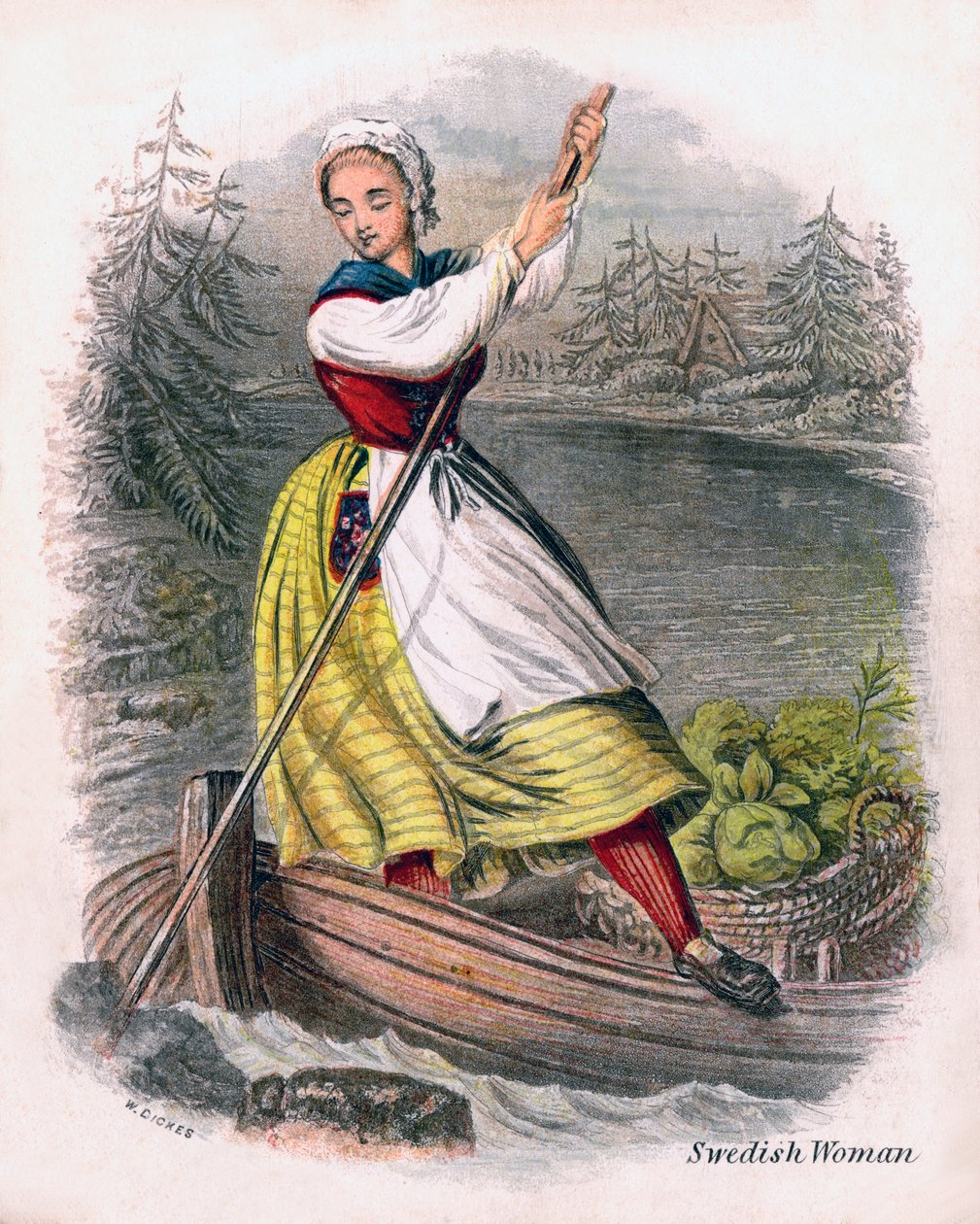 Ruotsalainen nainen soutu, 1809. tekijältä W. Dickes