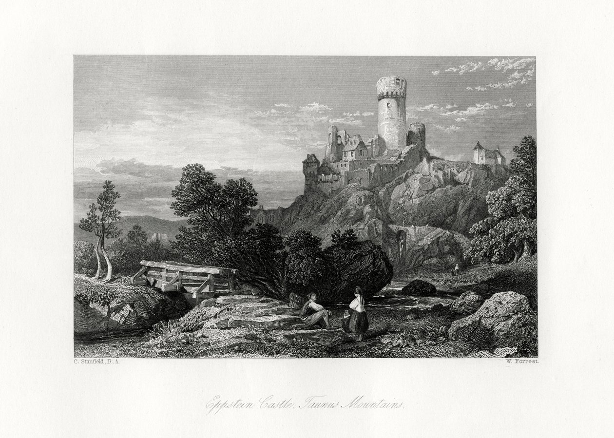 Eppsteinin linna, Taunus-vuoret, Saksa, 1800-luku tekijältä W. Forrest