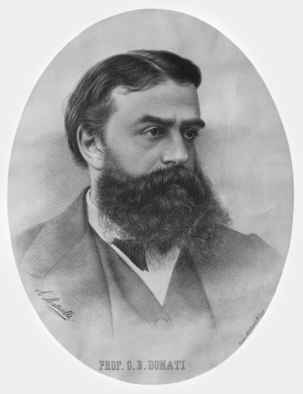 Giovanni Battista Donatin (1826-1873), italialaisen matemaatikon ja tähtitieteilijän muotokuva, kaiverrus tekijältä John Ward Dunsmore