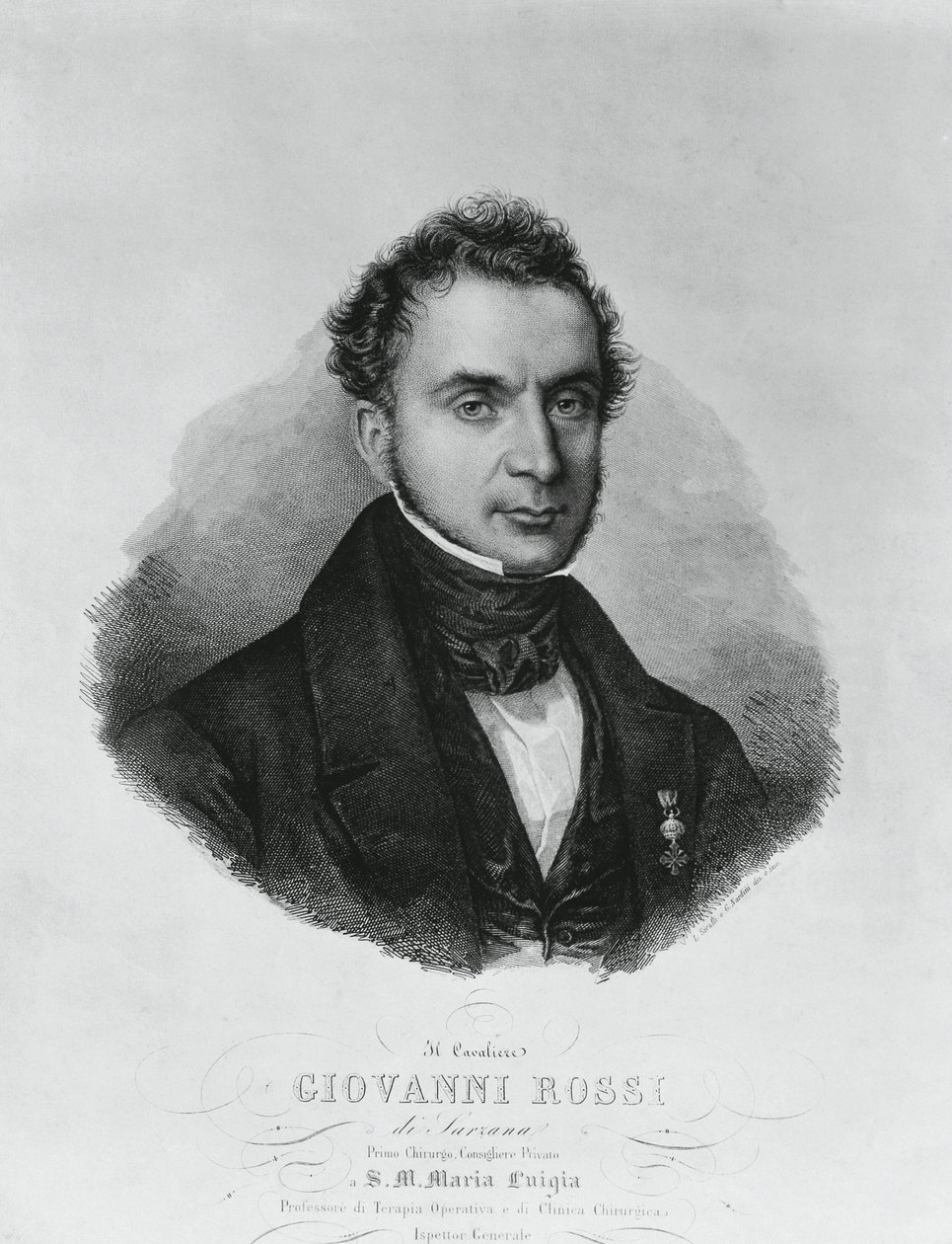 Muotokuva Giovanni Rossista (1800-luku), italialainen kirurgi, kaiverrus Enrico Bandinin (1807-1888) maalauksen jälkeen tekijältä John Ward Dunsmore