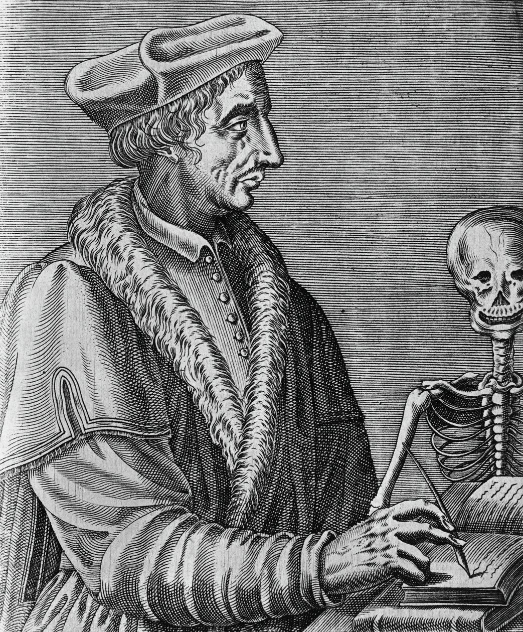 Jean Francois Fernelin (1497-1558), ranskalaisen lääkärin, tähtitieteilijän ja matemaatikon muotokuva, Nicolas II de Larmessinin (noin 1638-1694) kaiverrus tekijältä John Ward Dunsmore