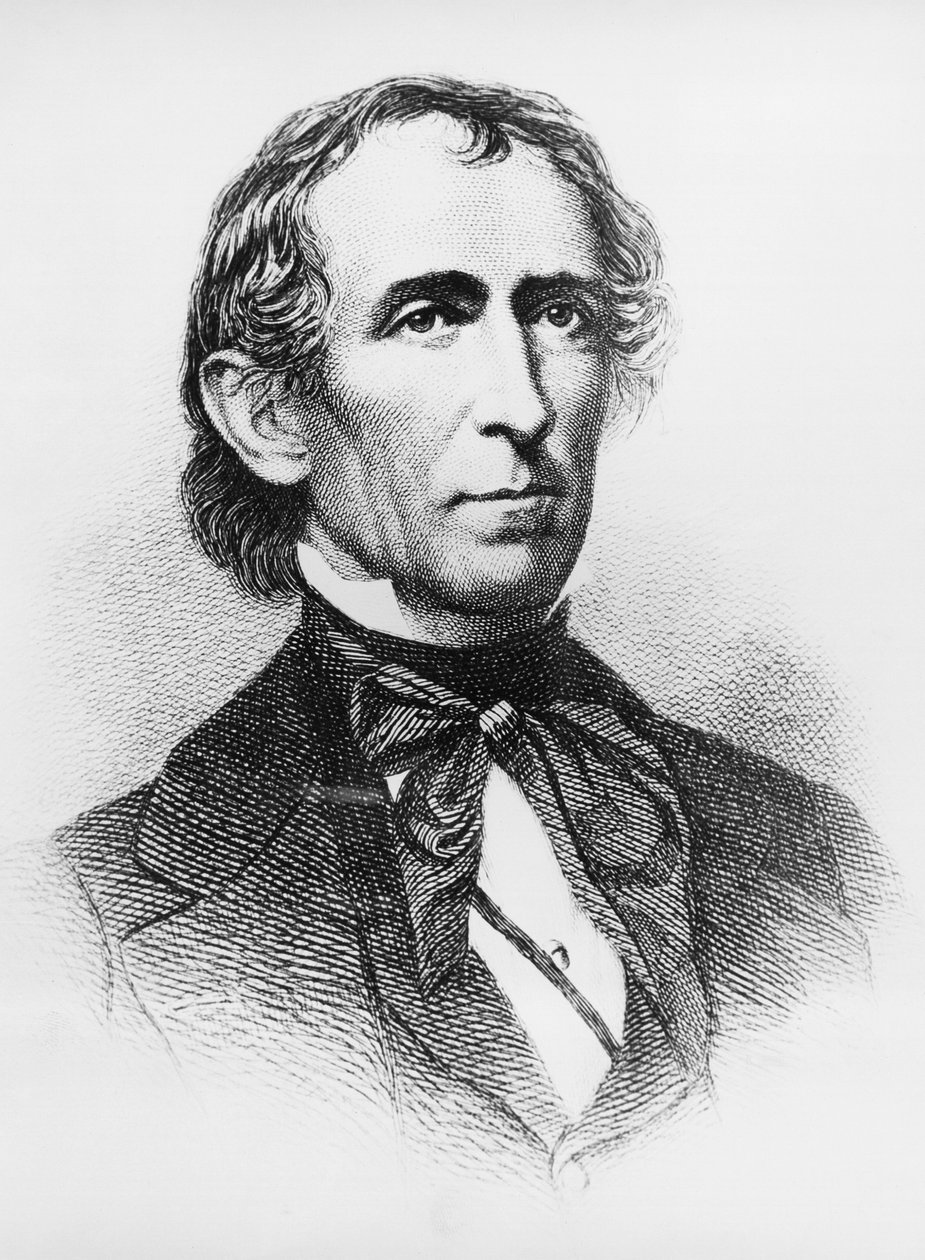 Retrat de John Tyler (1790-1862), advocat i polític nord-americà que va exercir com a 10è president dels Estats Units de 1841 a 1845, gravat després del daguerreotip finlandès tekijältä John Ward Dunsmore