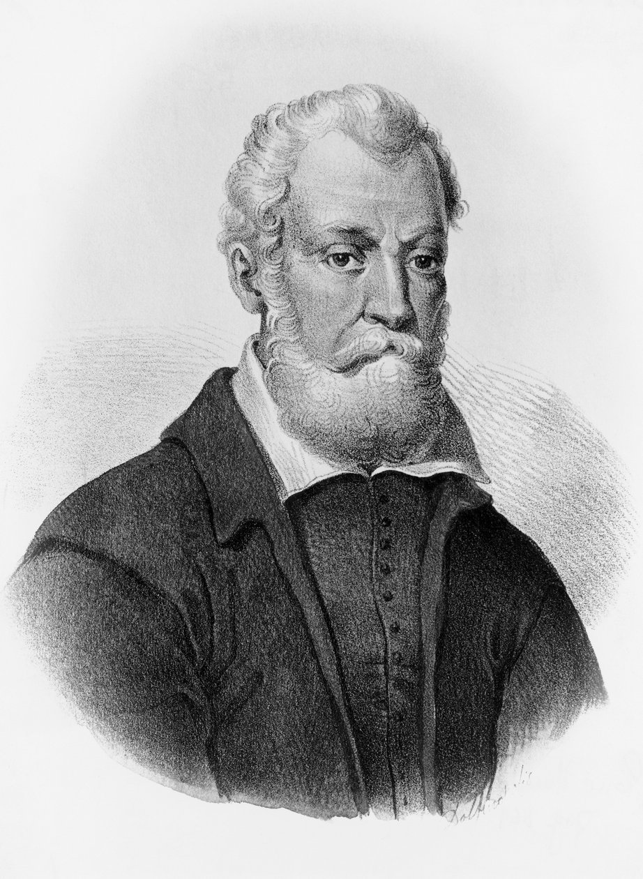 Luigi Pulcin (1432-1484), italialaisen runoilijan muotokuva, kaiverrus tekijältä John Ward Dunsmore