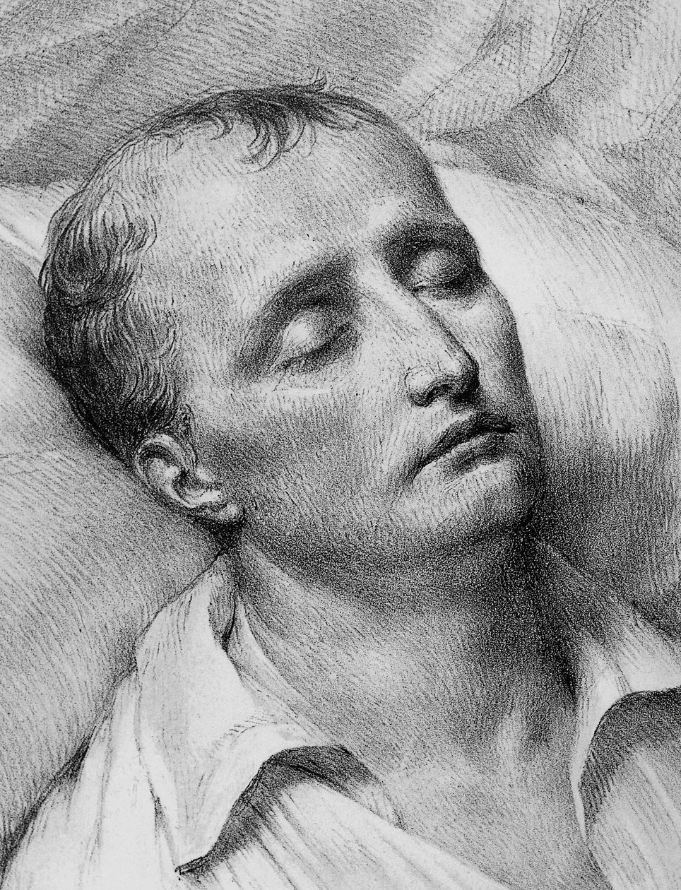 Napoleon Bonaparten (1769-1821) muotokuva kuolinvuoteella, litografia tekijältä John Ward Dunsmore