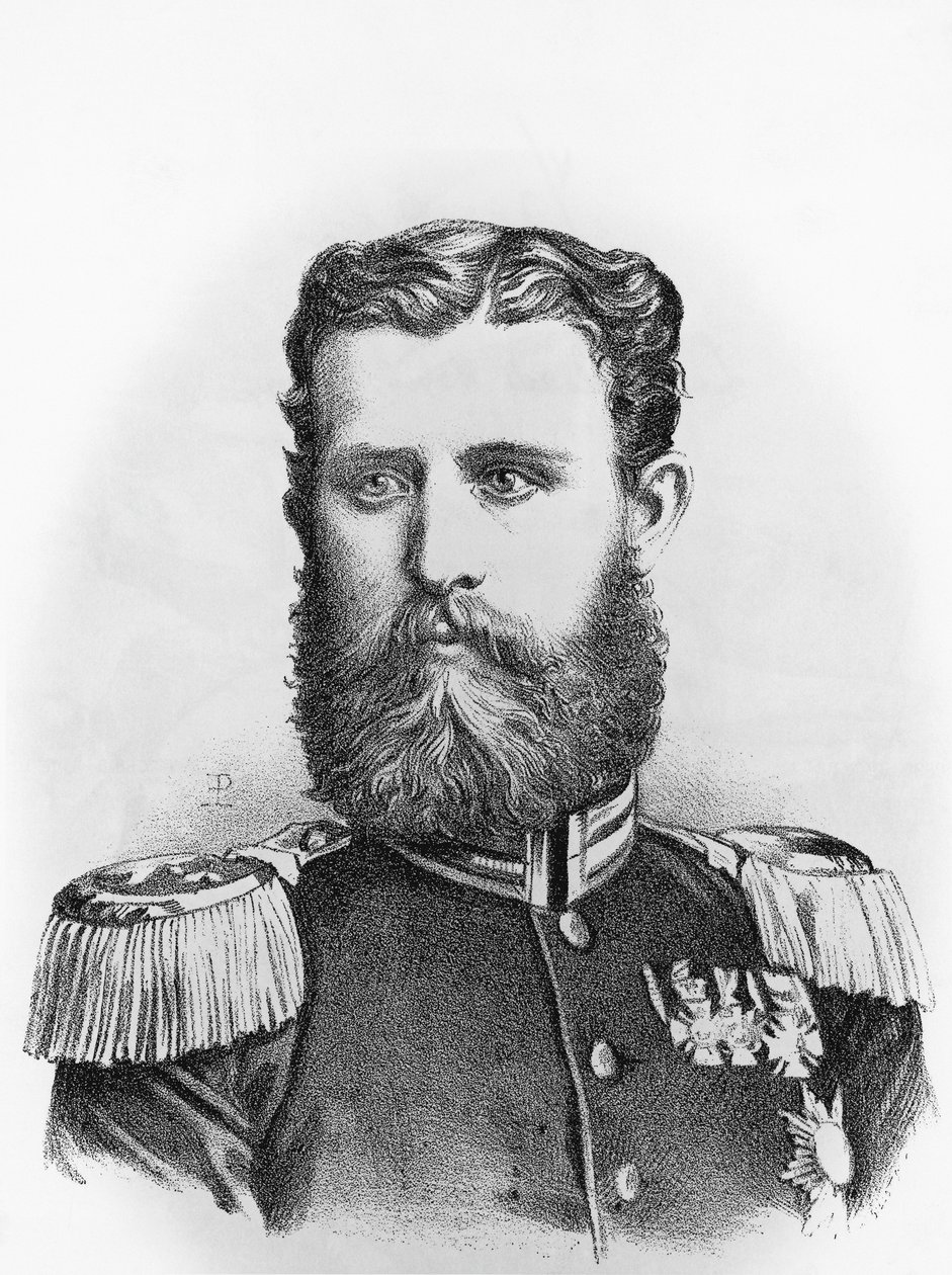 Prinssi Leopoldin Hohenzollern-Sigmaringenin (1835-1905), Preussin Espanjan valtaistuinehdokkaan muotokuva, kaiverrus tekijältä John Ward Dunsmore
