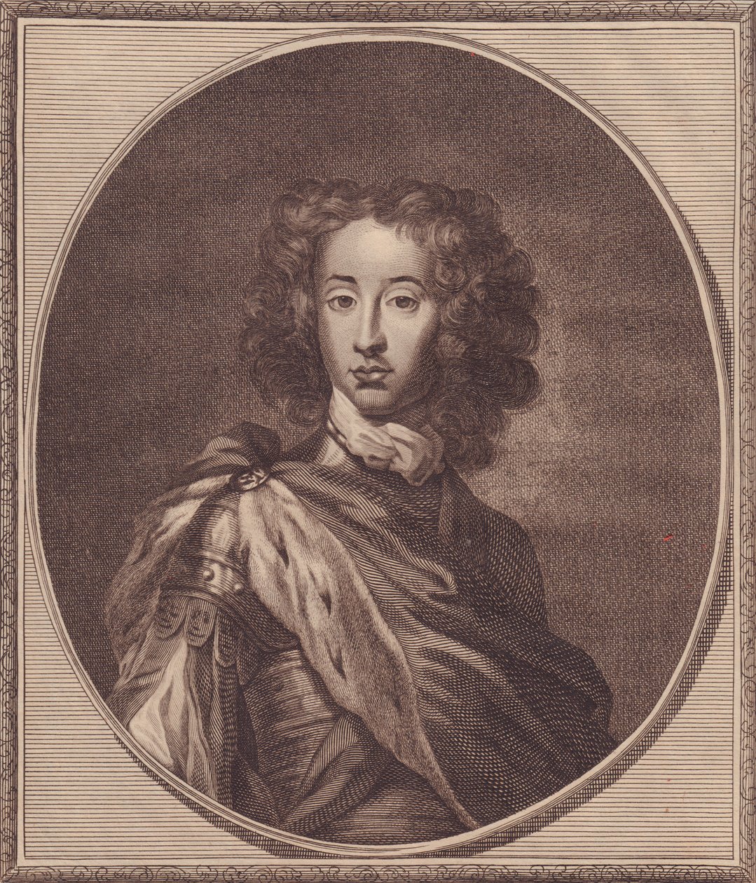 Muotokuva Tanskan ja Norjan Williamista, Gloucesterin herttuasta (1689-1700), John Goldarin (1729-1795) kuparikaiverrus G Knellerin maalauksesta, 20x17 cm, Englannin historiasta Paul de Rapin, Harrison