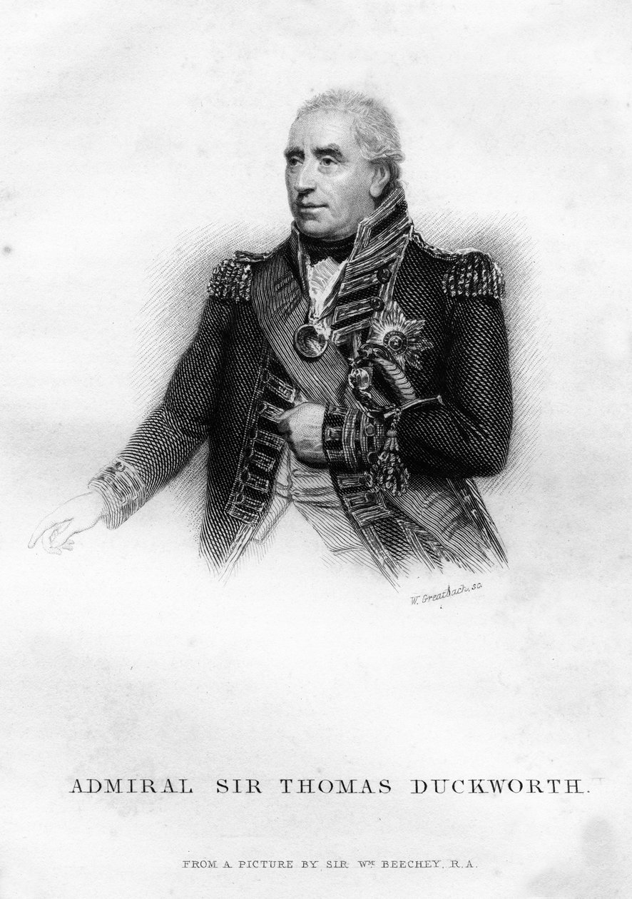 Sir John Thomas Duckworth 1747-1817, brittiläinen merivoimien upseeri, 1837. tekijältä W. Greatbatch