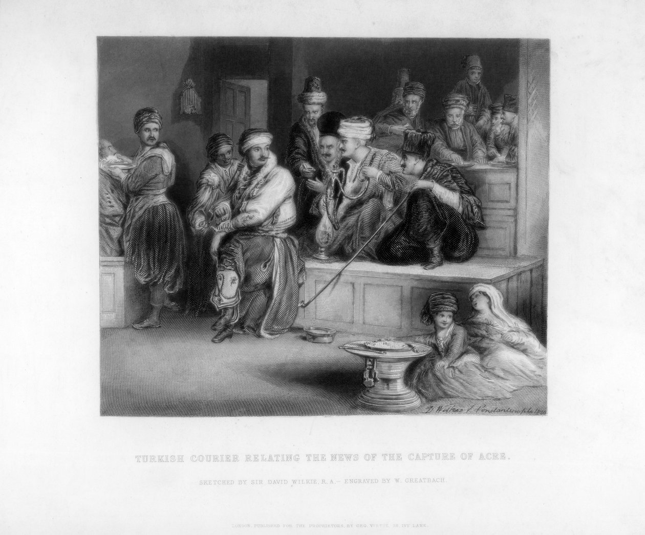 Turkkilainen kuriiri, joka kertoo uutisia Acren valloituksesta, 1800-luku. tekijältä W. Greatbatch