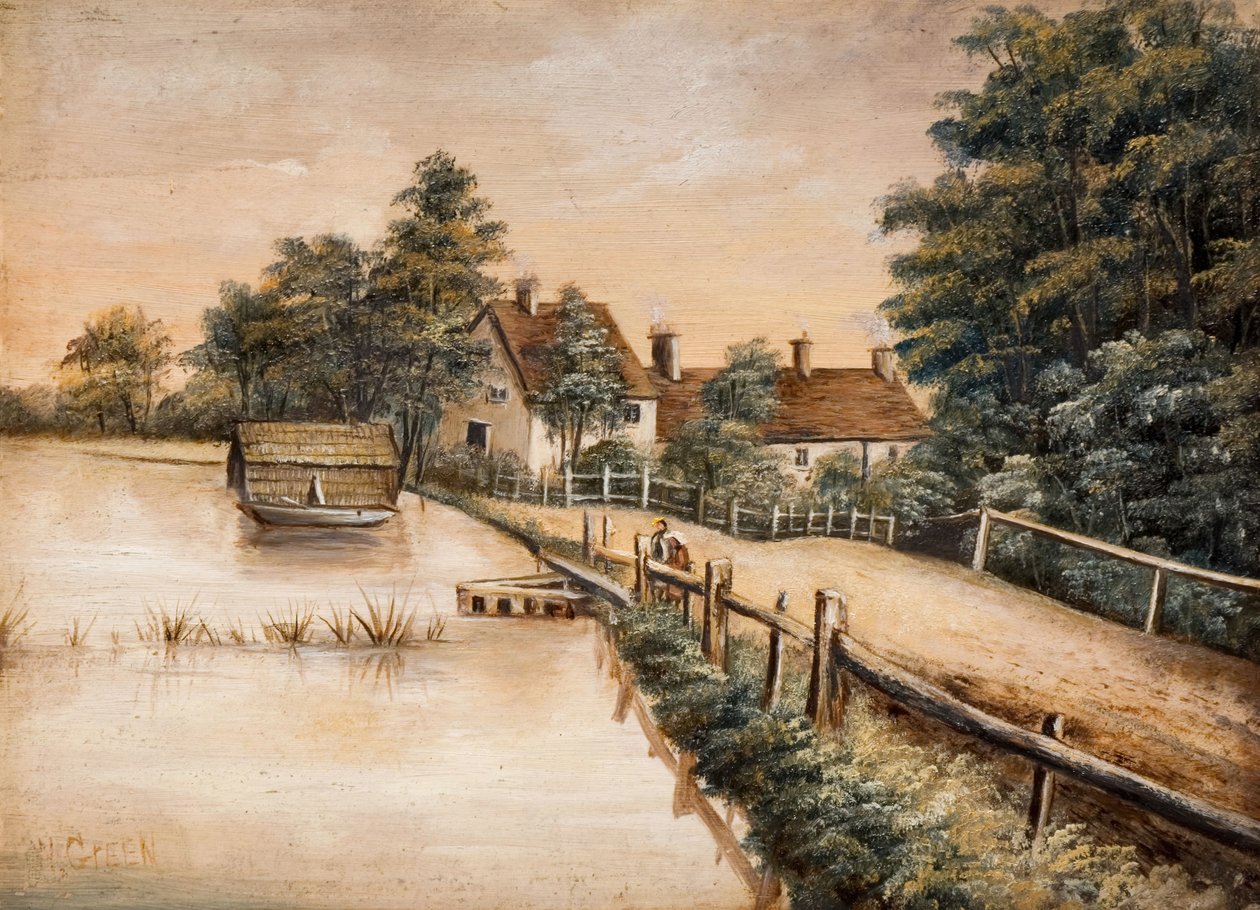 Longmoor Pool, Sutton Park, 1800-luku. tekijältä W. Green