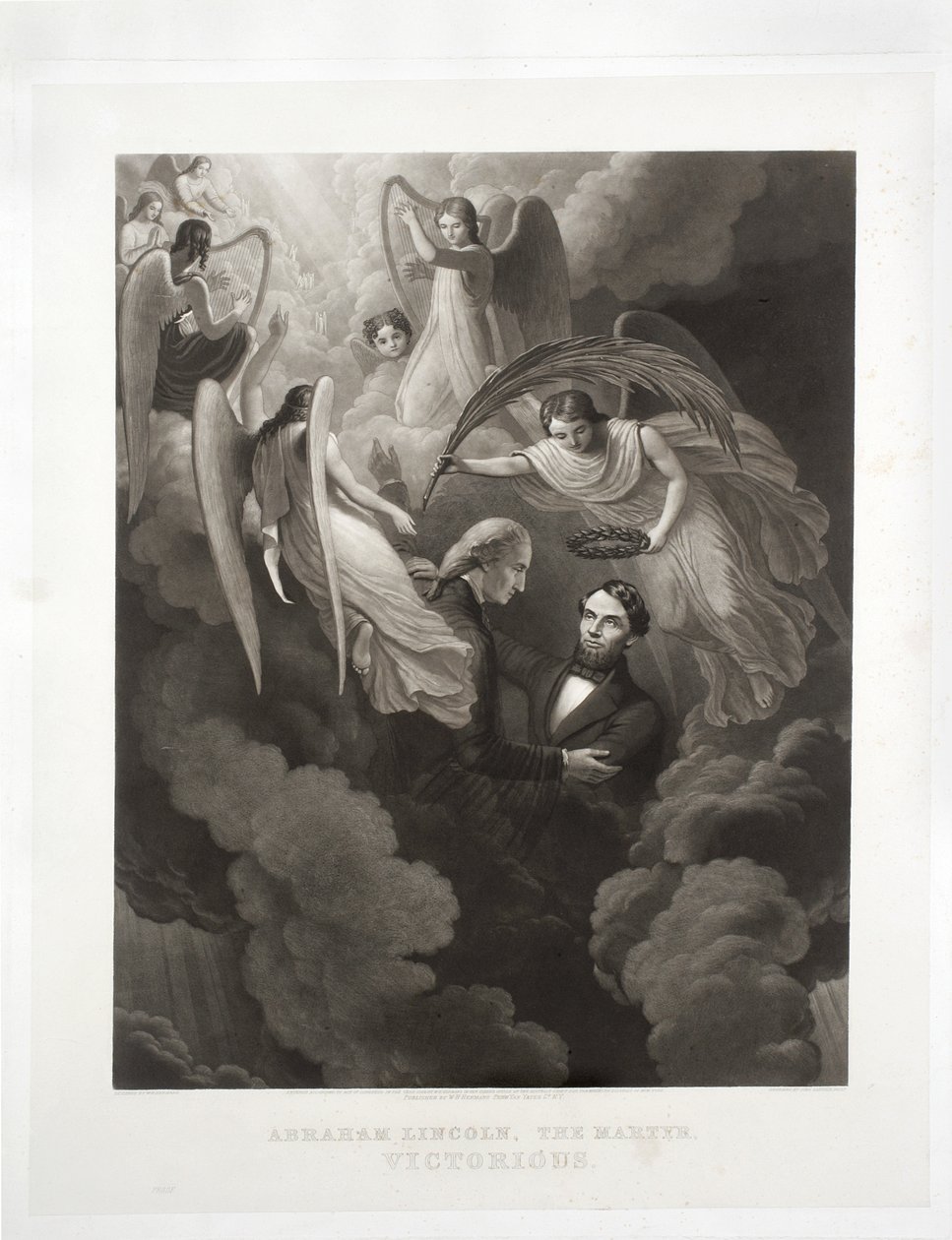 Abraham Lincoln, Marttyyri, Voittaja, kaiverrus John Sartain (1808-97), n. 1866 tekijältä W. H. Hermans