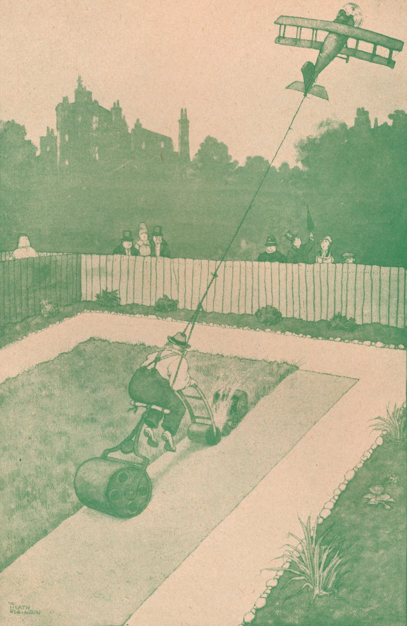 Vihje lentomiehen kotiin lomalla, vuodelta 1918 1919 tekijältä William Heath Robinson