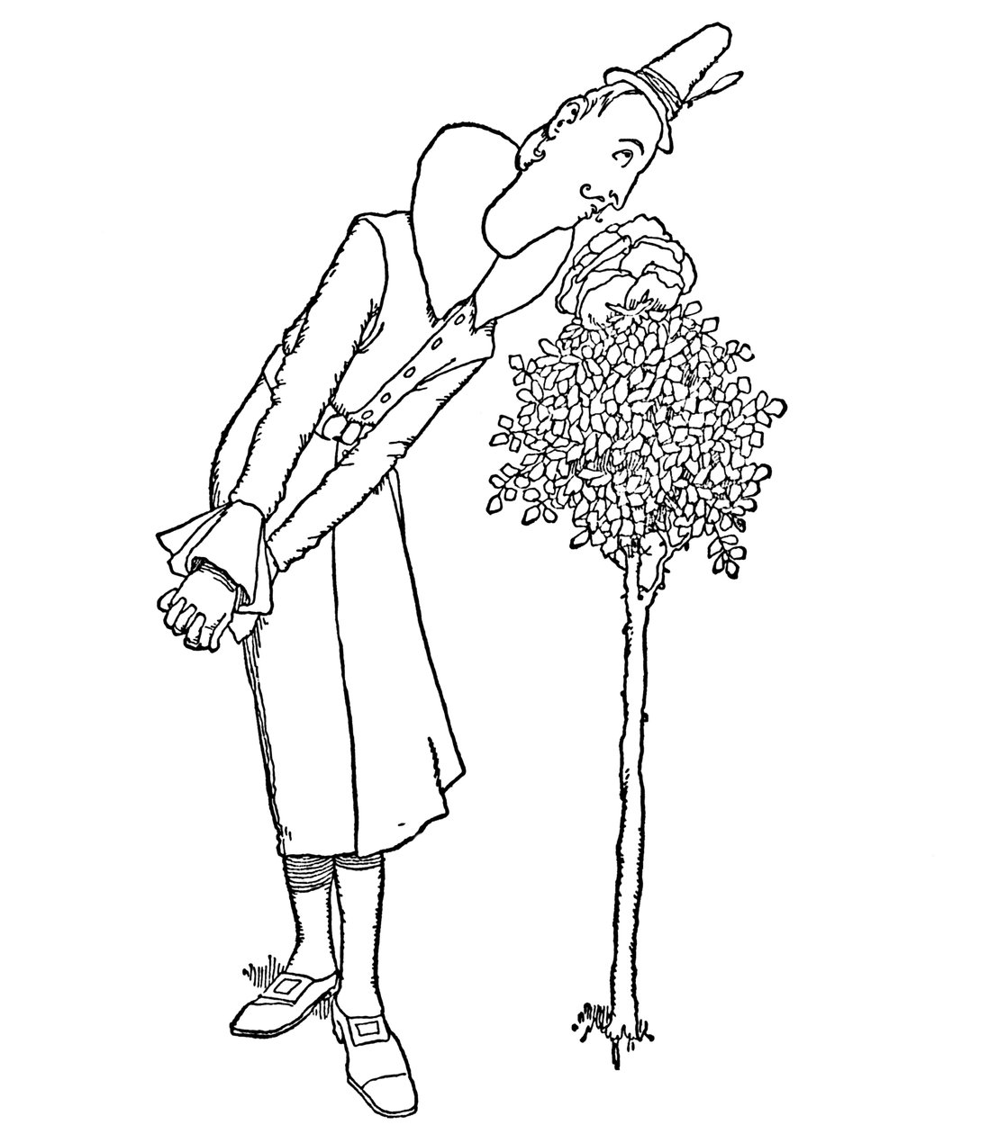 Hän, joka hengitti sen tuoksun, unohti kaikki huolet ja surut, c1930 tekijältä William Heath Robinson