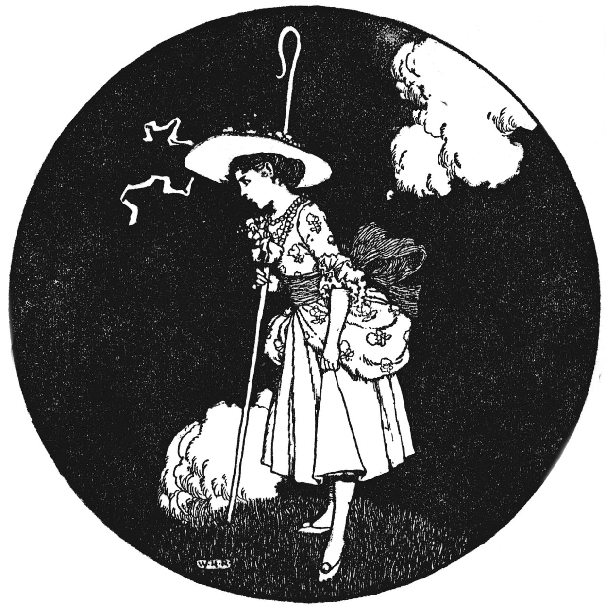 Paimentar ja nuokaisija, vuodelta 1930 tekijältä William Heath Robinson