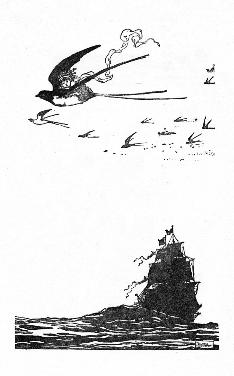 Pääskynen nousi korkealle ilmaan, vuodelta 1930 tekijältä William Heath Robinson