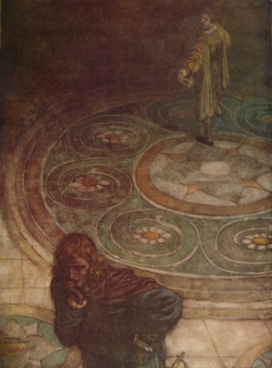 Viola: Silti barful Strife! Kukapa minä woo, olisin itse hänen vaimonsa., 1923 tekijältä William Heath Robinson