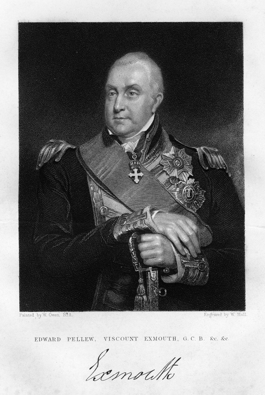 Amiraali Edward Pellew 1757-1833, 1. varakreivi Exmouth, 1837. tekijältä W. Holl