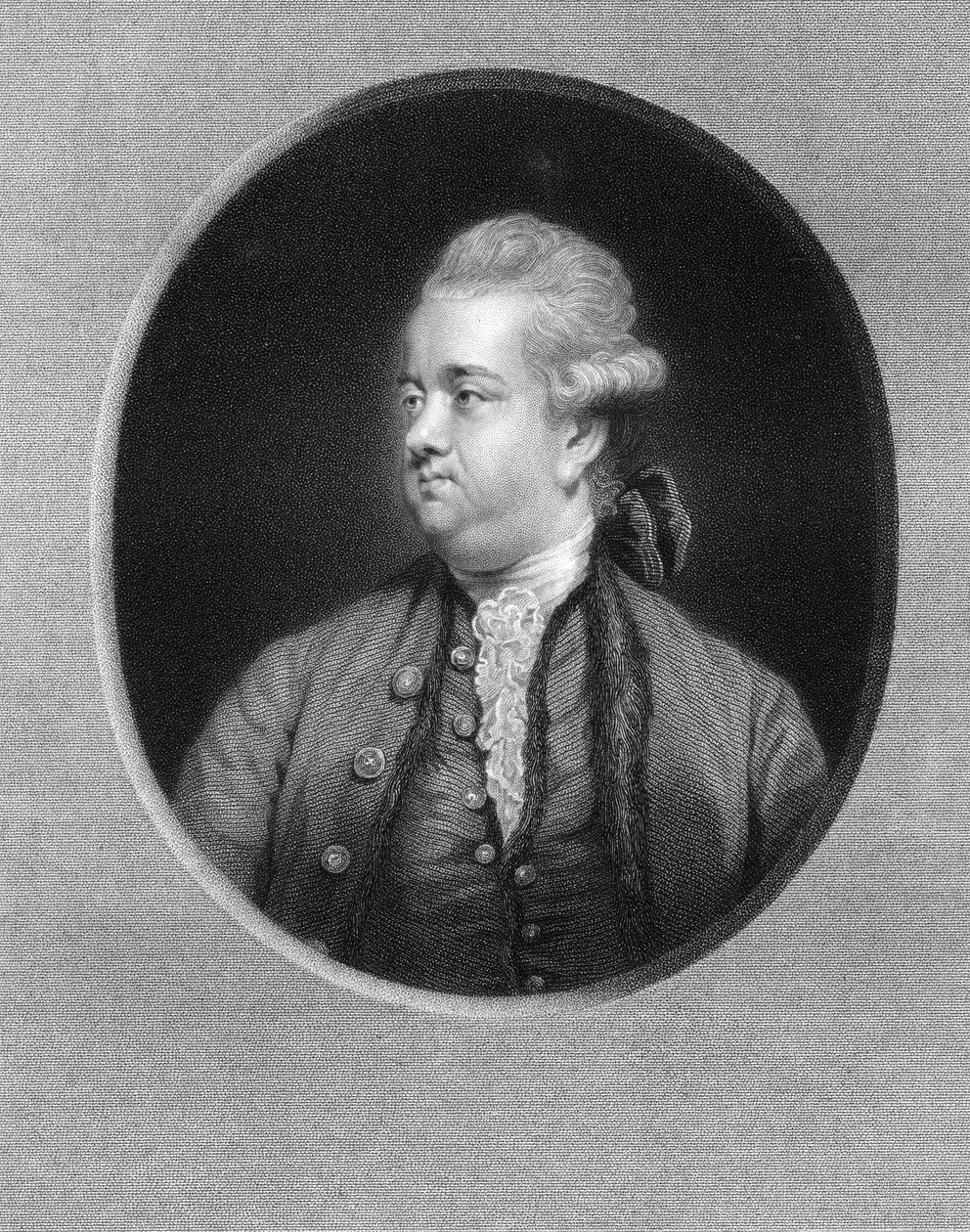 Edward Gibbon, 1700-luvun brittiläinen historioitsija, 1836. tekijältä W. Holl