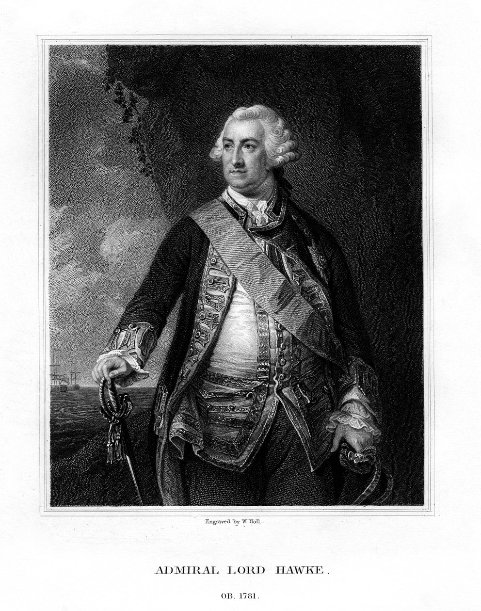 Edward Hawke, 1. Baron Hawke, Britannian amiraali, 1833. tekijältä W. Holl