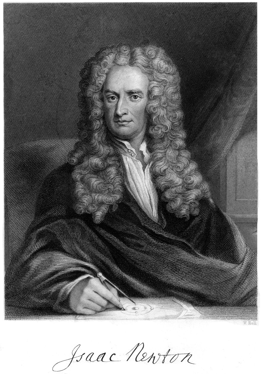 Sir Isaac Newton, englantilainen matemaatikko, tähtitieteilijä ja fyysikko, 1800-luku. tekijältä W. Holl