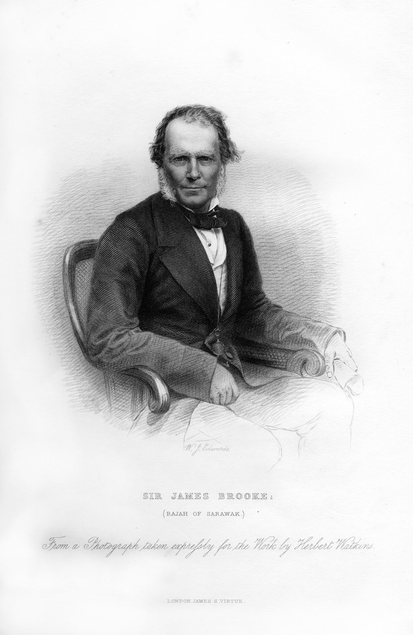 Sir James Brooke, Sarawakin Rajah, 1800-luku. tekijältä W. J. Edwards