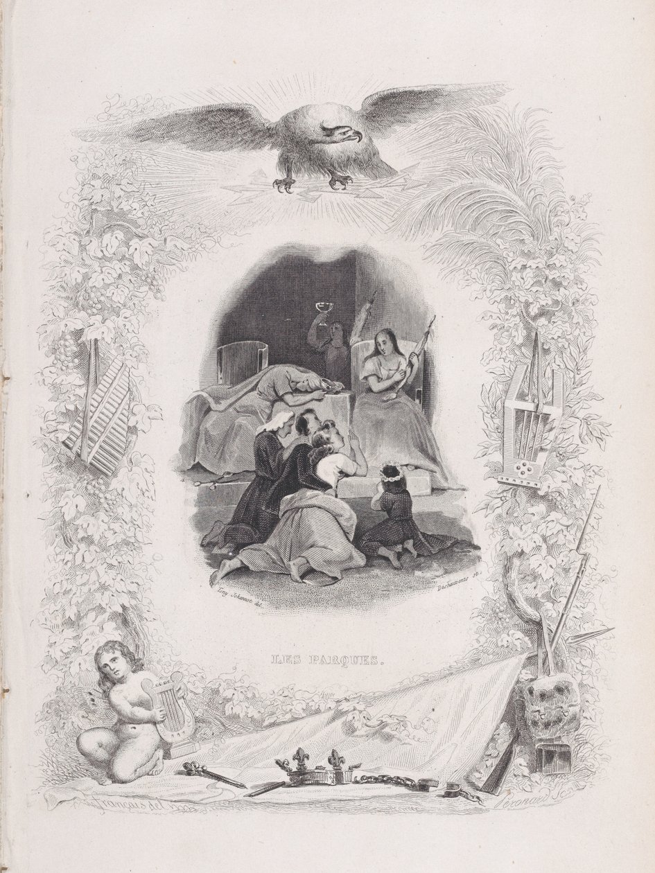 Kohtalot, teoksesta The Songs of Béranger, 1829. Tekijät: W. J. J. Déshauvents, Melchior Péronard. tekijältä W. J. J. Déshauvents, Melchior Péronard