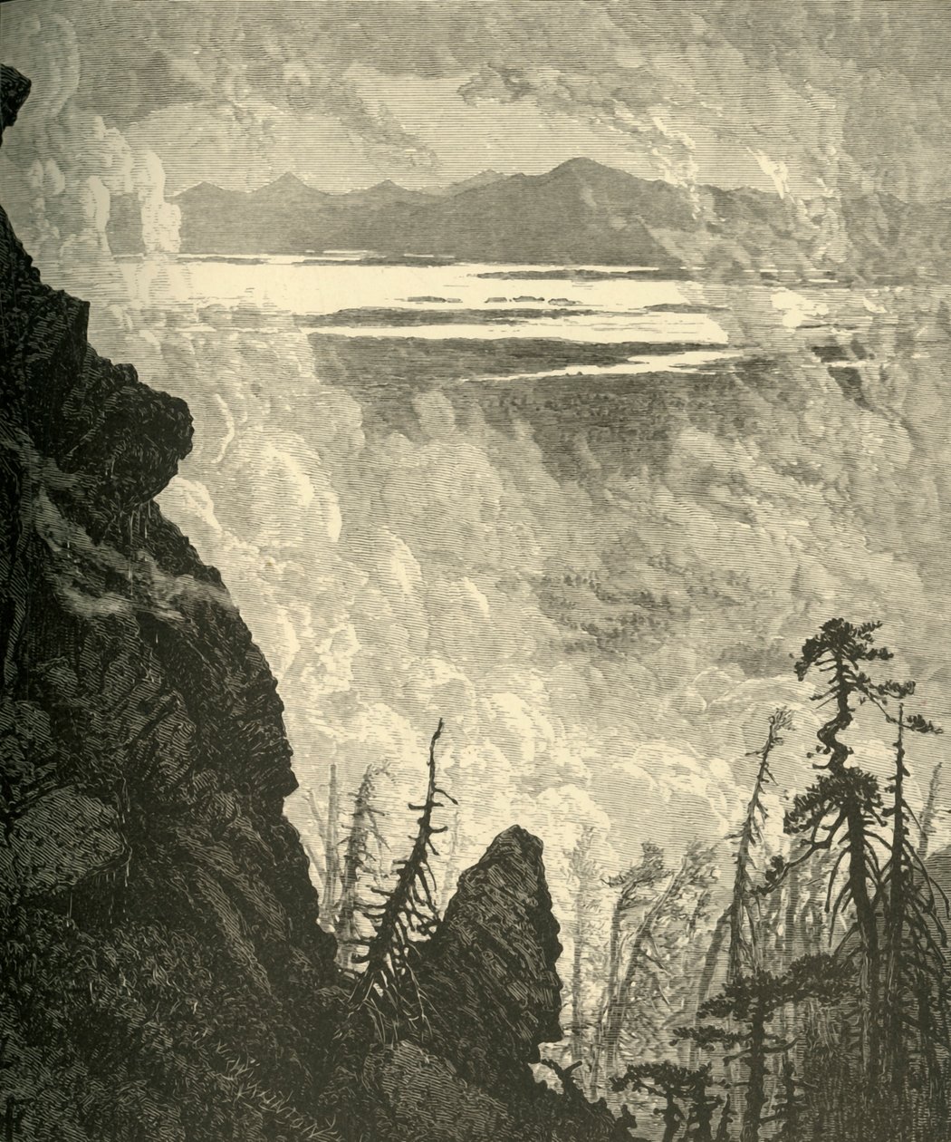 "Glimpse of Lake Champlain, from Summit", 1874. tekijältä W. J. Linton