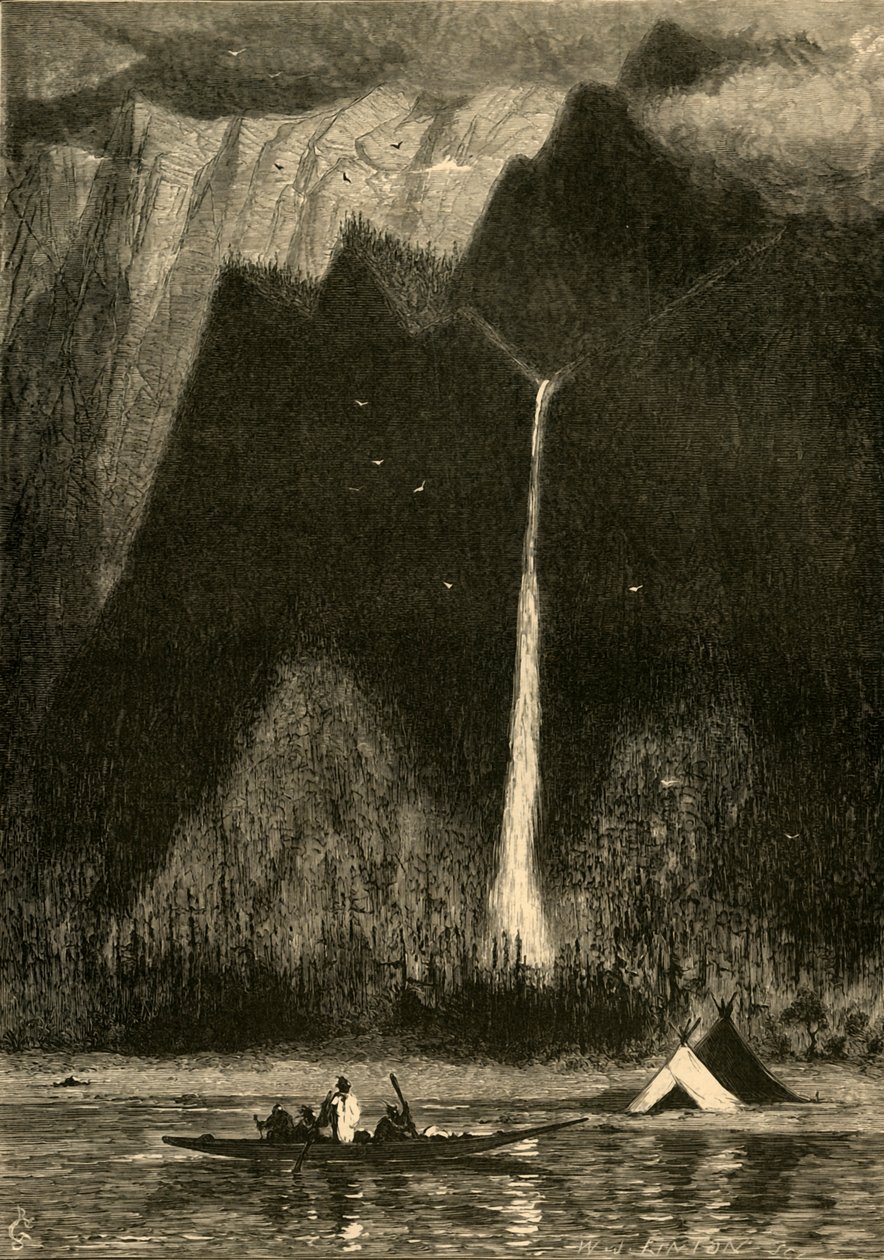 "Multnomah Falls", 1872. tekijältä W. J. Linton