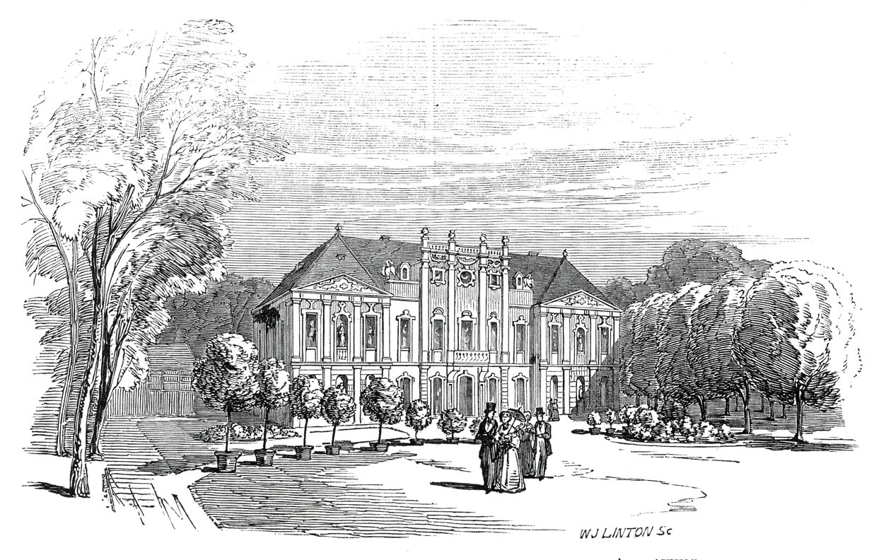 Tenneburgin palatsi - Hänen kuninkaallisen korkeutensa prinssi Albertin piirroksesta, 1845. tekijältä W. J. Linton