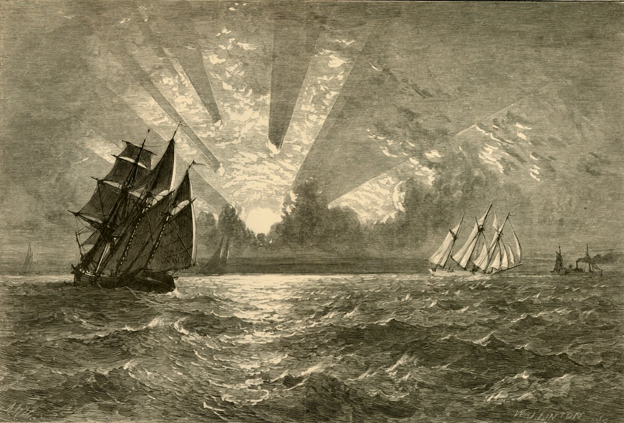 "Sunset, Lake Michigan", 1874. tekijältä W. J. Linton
