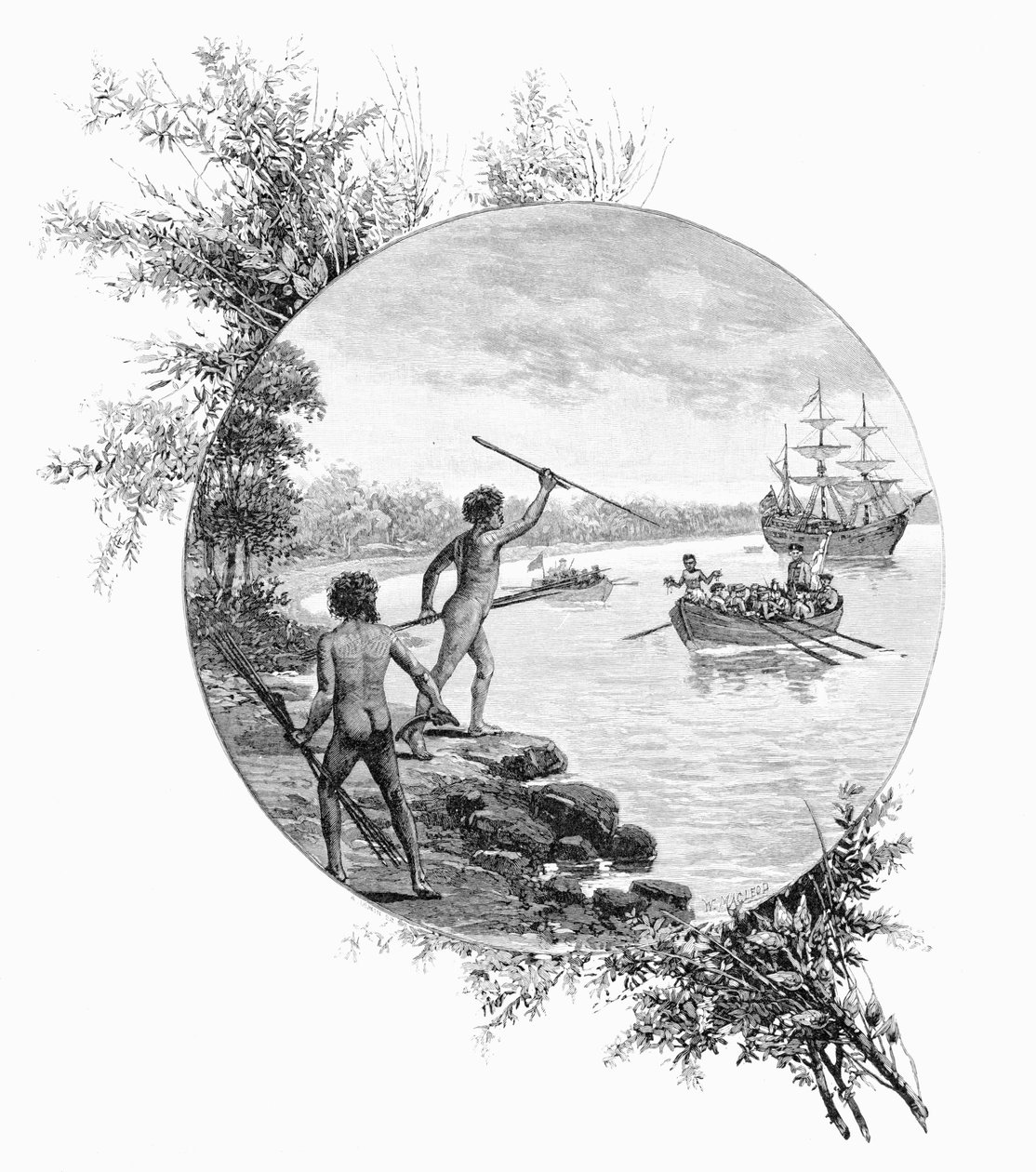 Alkuperäiset vastustavat kapteeni Cooksin maihinnousua, Australia, 1770 1886. tekijältä W. Macleod