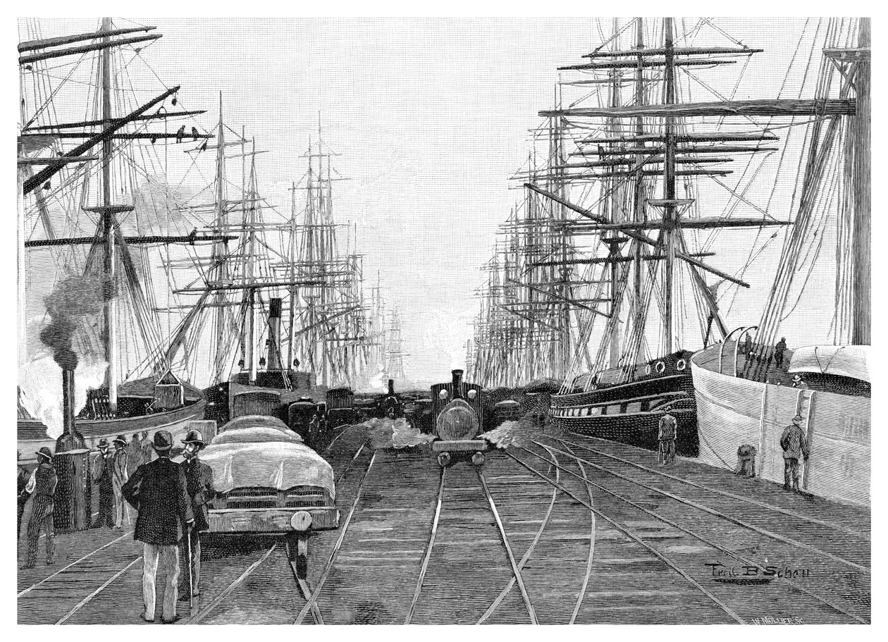 Melbournen satama, Victoria, Australia, 1886. tekijältä W. Mollier