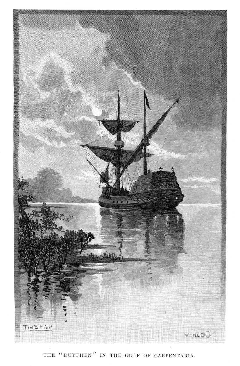 Duyfken Carpentarianlahdella, Australiassa, 1606 1886. tekijältä W. Mollier