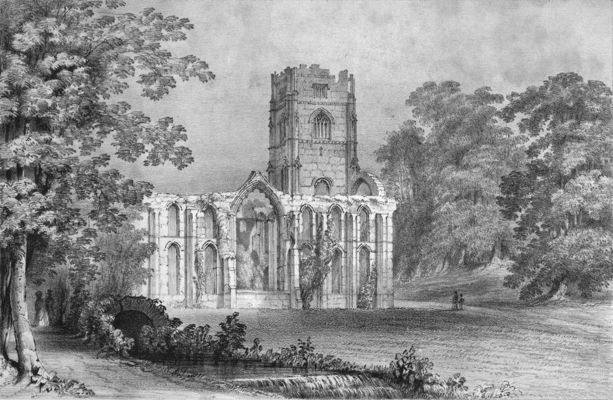 Fountains Abbey, 1840 tekijältä W Monkhouse