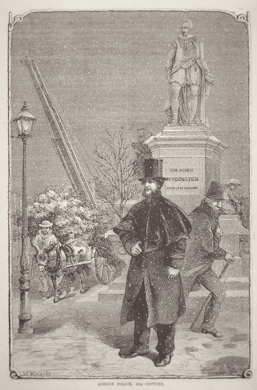 Lontoon poliisi 1850-luvulla (kaiverrus) tekijältä W. R. (after) Woods
