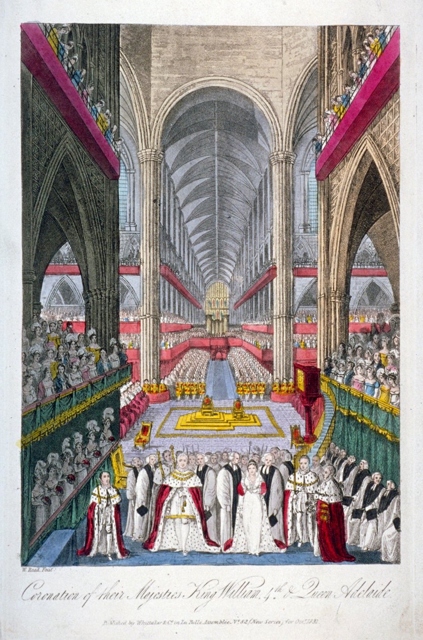 William IV:n ja kuningatar Adelaiden kruunajaiset Westminster Abbeyssa Lontoossa, 1831 tekijältä W Read