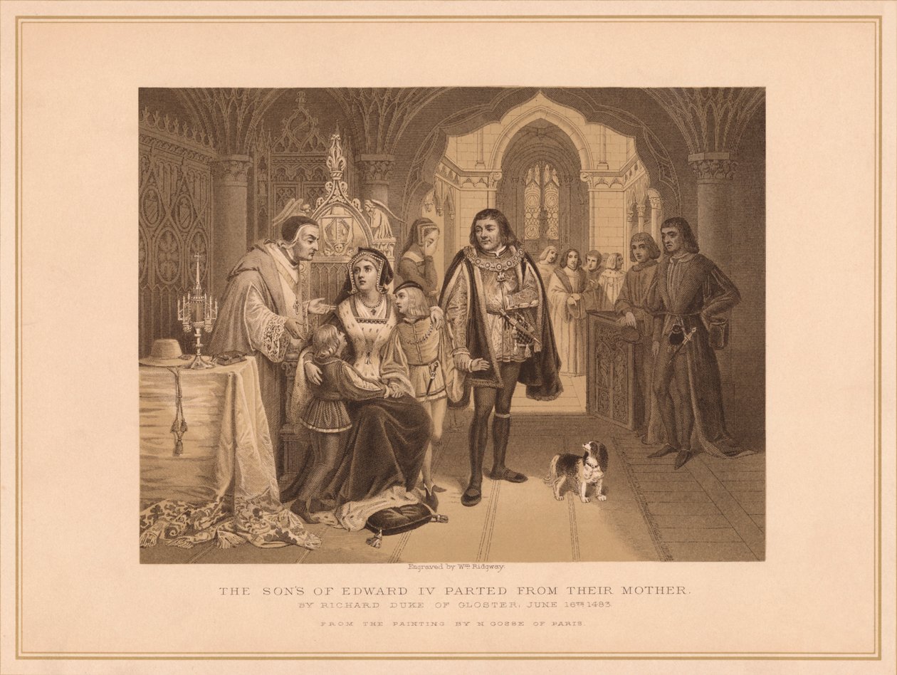 "Edward IV:n pojat erosivat äidistään, kirjoittanut Richard Duke of Gloucester, 16. kesäkuuta 1483", tekijältä W Ridgway
