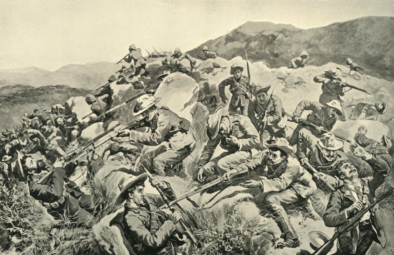 "Kenraalin ranskan kanssa: New Zealanders Saving a Picket of the Yorkshiren rykmentti", 1900. tekijältä W Small