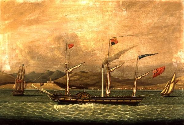 The Steam Packet "Majestic" Flying the Royal Standard (öljy kankaalle) tekijältä W. Timms