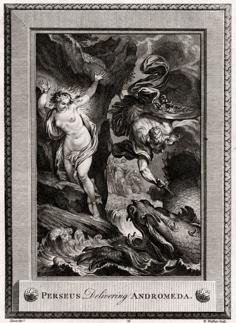 Perseus luovuttaa Andromedan, 1775 tekijältä W. Walker