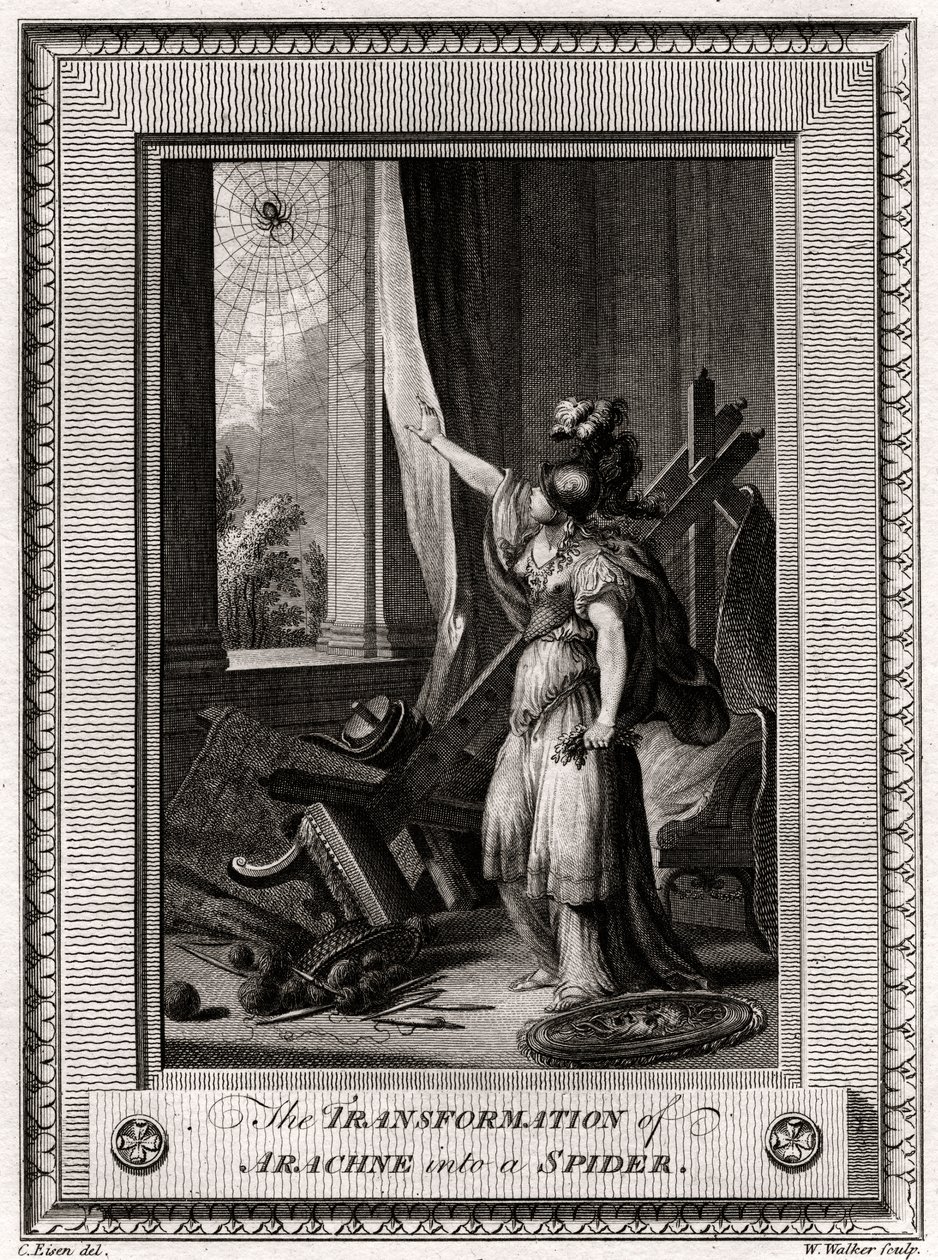 Arachnen muuttuminen hämähäkkiksi, 1775 tekijältä W. Walker
